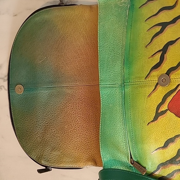 Anuschka Vibrant Hand-painted Leather Crossbody Bag Art-to-wear Boho Unique - Picture 3 of 16